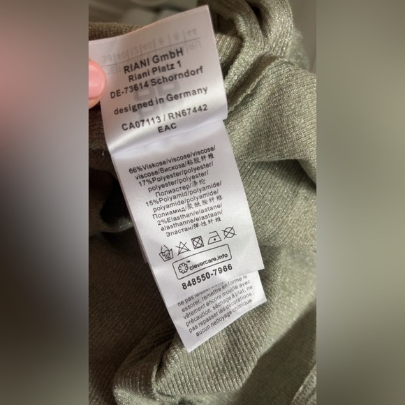 RIANI Sequin Palm Tree Tank Top Green Metallic Knit Sleeveless - Picture 9 of 10